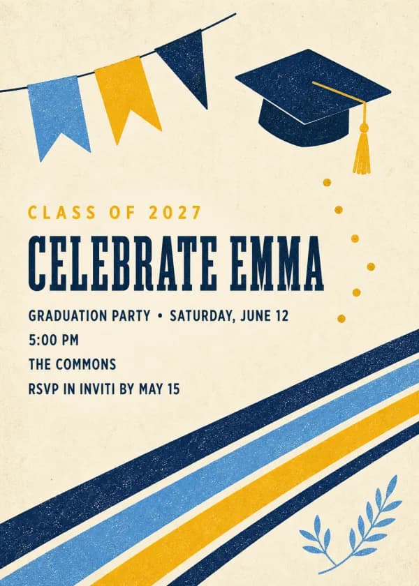 Modern varsity graduation invitation