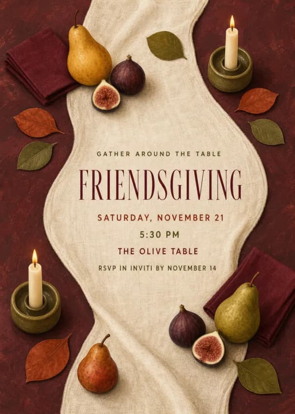 Warm harvest Friendsgiving invitation