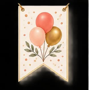 Photo Banner Flag preview in a matching floral party style